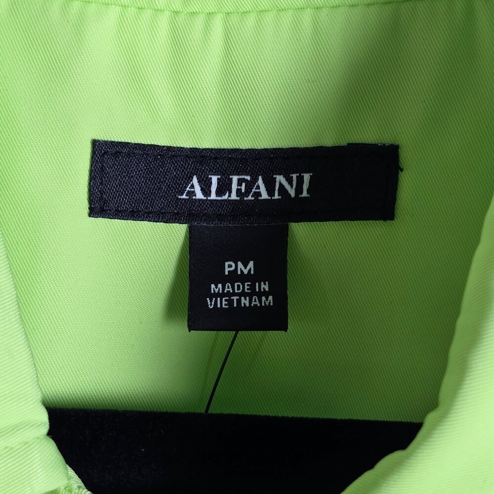 Alfani Pleated NWT Womens PM Petite Medium Long Sleeve Lime Green Trench Coat - Picture 4 of 7